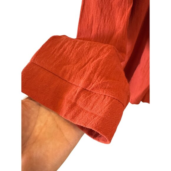 Red Cat Print Button Up Shirt Plus Size XXL Women's Casual Lightweight Blouse - Picture 7 of 10